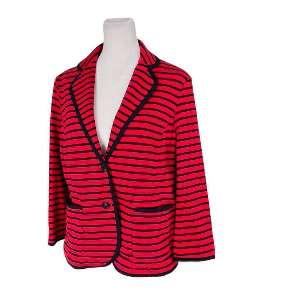 Talbots Navy Red Striped Fitted Blazer Size Medium NWT